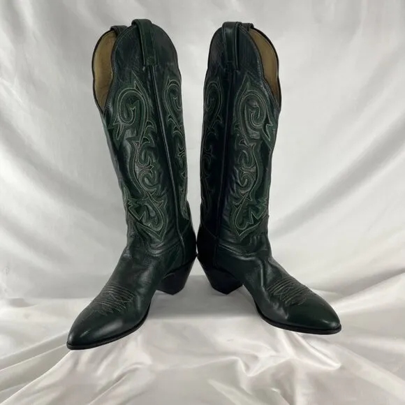 Hondo Boots Mexican-Made Green Cowboy Boots Women's Size 7B