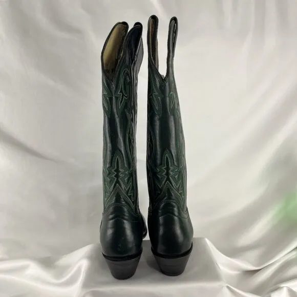 Hondo Boots Mexican-Made Green Cowboy Boots Women's Size 7B