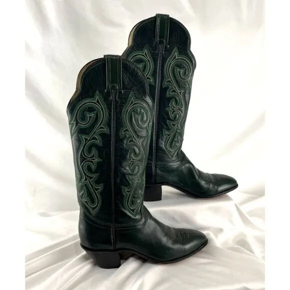 Hondo Boots Mexican-Made Green Cowboy Boots Women's Size 7B