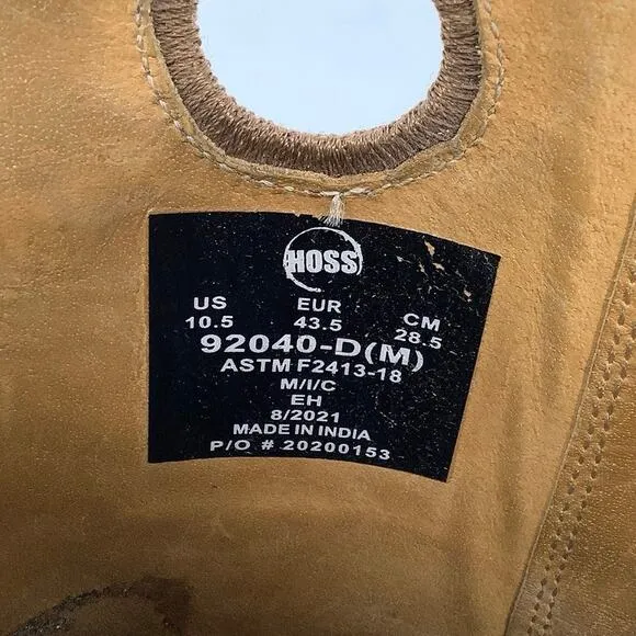 HOSS Size 10.5 Brown Leather Spitfire EH Composite Toe Western Work Boots P31-6