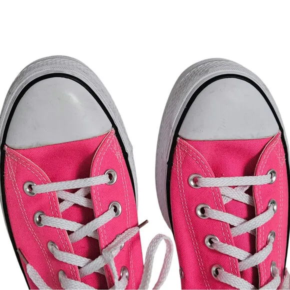 Hot Pink Converse Low Top Lace Up Chuck Taylor All Stars Platform Sneakers