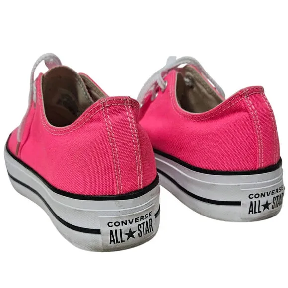 Hot Pink Converse Low Top Lace Up Chuck Taylor All Stars Platform Sneakers