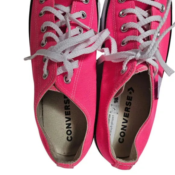 Hot Pink Converse Low Top Lace Up Chuck Taylor All Stars Platform Sneakers
