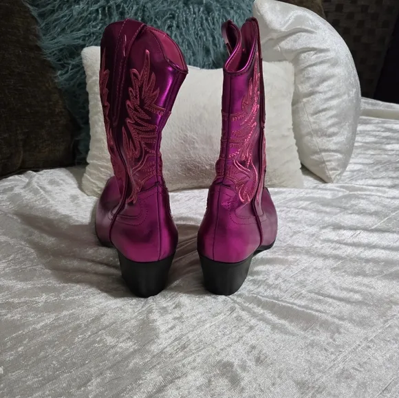 Hot Pink metallic cowboy boots