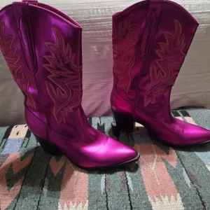Hot Pink metallic cowboy boots