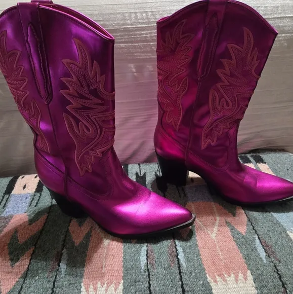 Hot Pink metallic cowboy boots