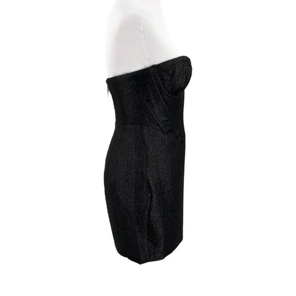 House of CB Womens Eevi Silver Sparkle Corset Dress in Black Size XS