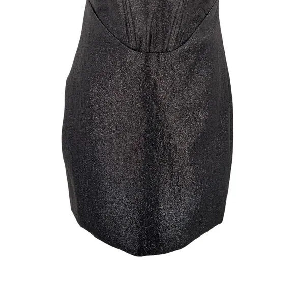 House of CB Womens Eevi Silver Sparkle Corset Dress in Black Size XS