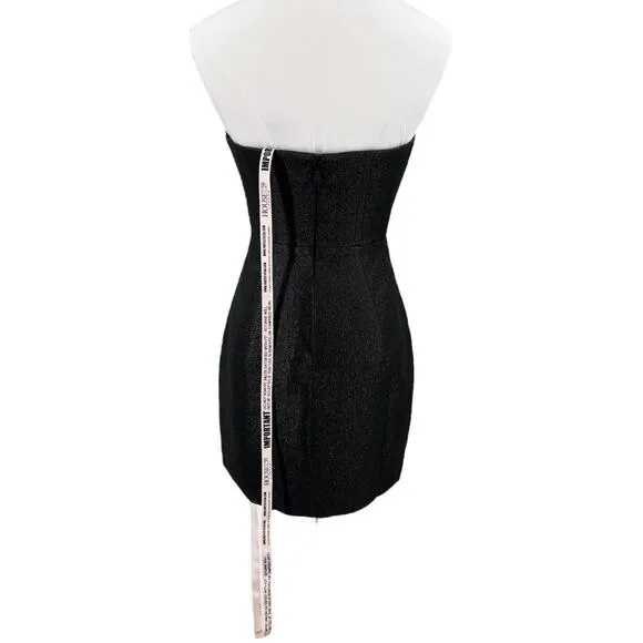 House of CB Womens Eevi Silver Sparkle Corset Dress in Black Size XS