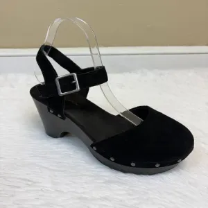 House of Harlow 1960 Black Suede Cherub Clogs Size 10