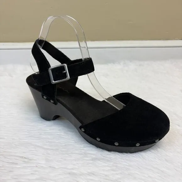 House of Harlow 1960 Black Suede Cherub Clogs Size 10
