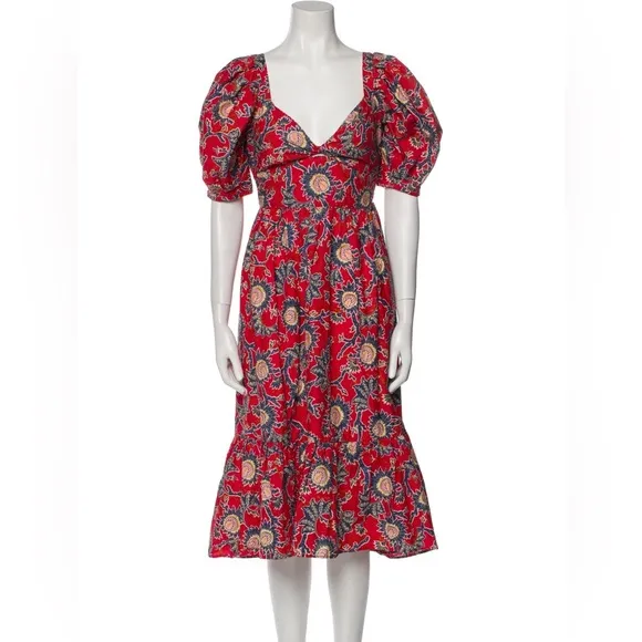 House of Harlow 1960 | NWT Women's Red Floral Knot Tie Sweetheart Dress Size L
