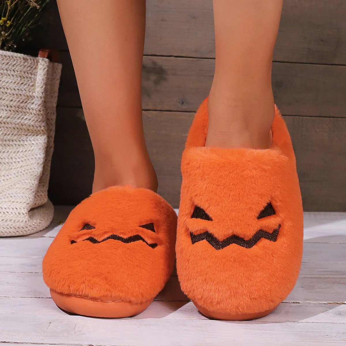 Household Baotou Halloween Pumpkin Cotton Slippers