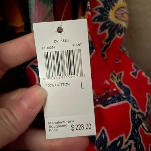 House of Harlow 1960 | NWT Women's Red Floral Knot Tie Sweetheart Dress Size L