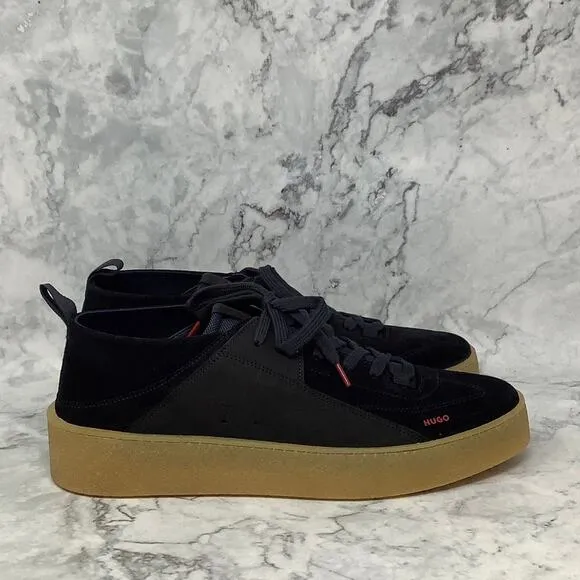 Hugo Boss Mens 11 Dark Blue Evan Platform Tennis Sneaker Suede Lace Up P2-18