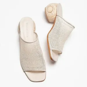Huma Blanco Madewell Milla Cream Jute &amp; Leather Mesh Sandals Mules Clogs Sz 40