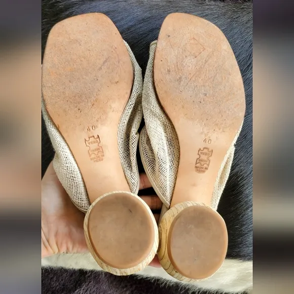 Huma Blanco Madewell Milla Cream Jute &amp; Leather Mesh Sandals Mules Clogs Sz 40