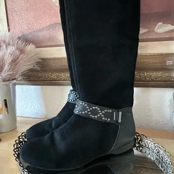 Humberto Raffini Boots US size 8.5, EU 39 Black Leather and Suede with Zipper