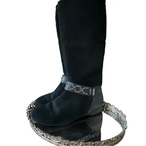 Humberto Raffini Boots US size 8.5, EU 39 Black Leather and Suede with Zipper