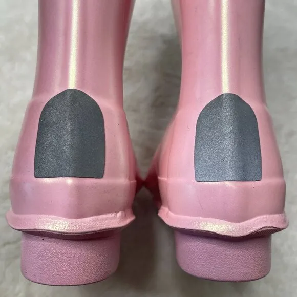 Hunter Kids Pink Silver Original Nebula Waterproof Boots Shoes Size 3B/ 4G