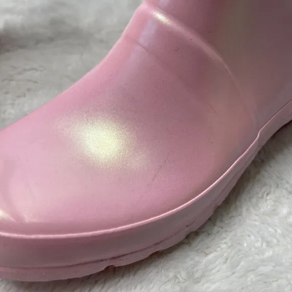 Hunter Kids Pink Silver Original Nebula Waterproof Boots Shoes Size 3B/ 4G