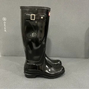 Hunter Original‎ Tall Rubber Rain Boots Womens Size 7 Glossy Black