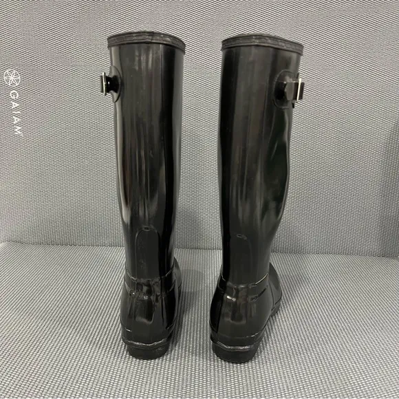 Hunter Original‎ Tall Rubber Rain Boots Womens Size 7 Glossy Black