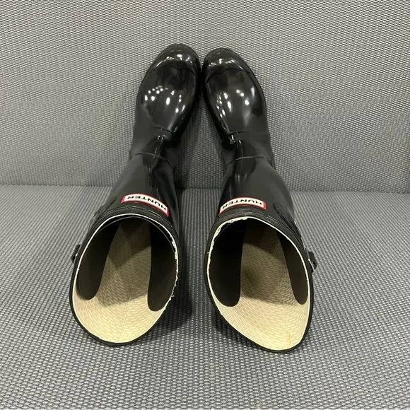 Hunter Original‎ Tall Rubber Rain Boots Womens Size 7 Glossy Black