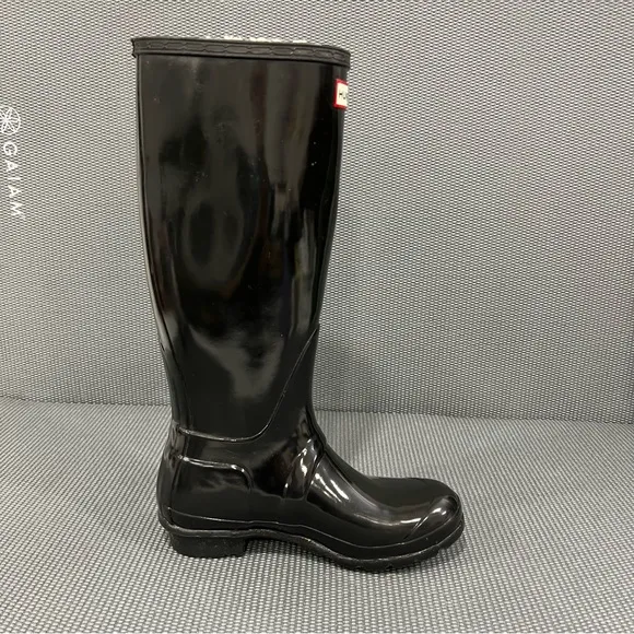 Hunter Original‎ Tall Rubber Rain Boots Womens Size 7 Glossy Black