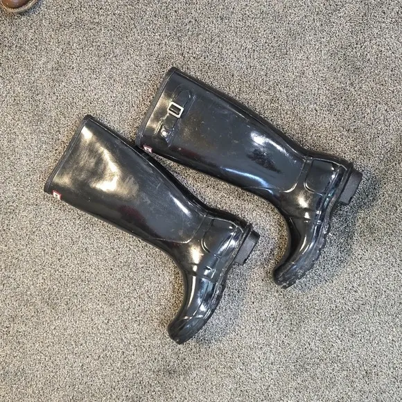 Hunter Women Original Gloss Tall Rain Boots shoes sz 7
