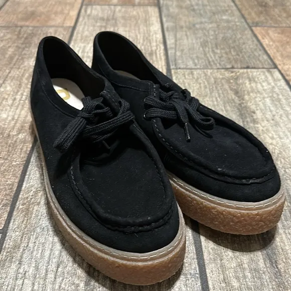 Hush Puppies Women’s 11‎ Bridget Bold Black Suede Platform Sneakers