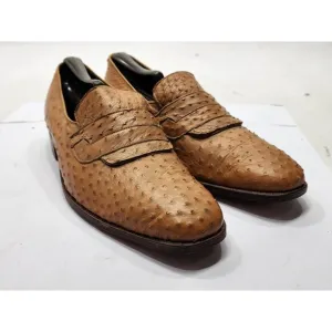 Hutton North Hampton Lefcourt Full Quill Slip On Loafers #46509 Tan Size 8.5