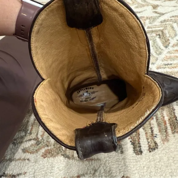Idyllwind Brown Leather Boots with Teal Embroidery Size 8