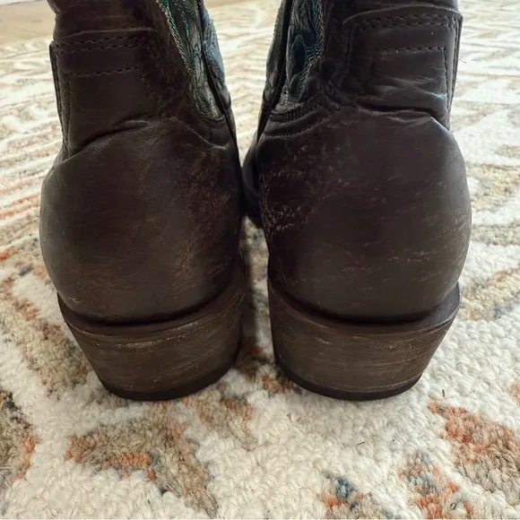Idyllwind Brown Leather Boots with Teal Embroidery Size 8