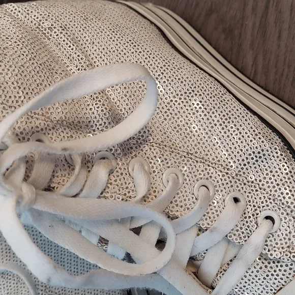 iijin white sequin high top platform wedge sneakers