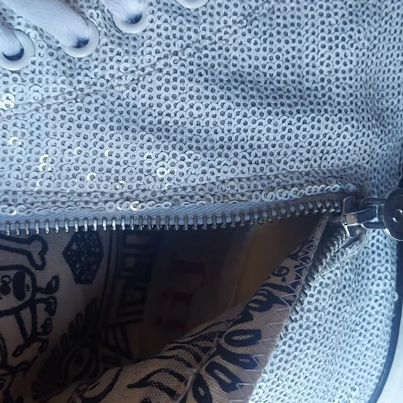 iijin white sequin high top platform wedge sneakers