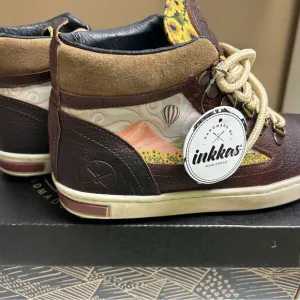 Inkkas Brown and Tan High-Top Sneakers
