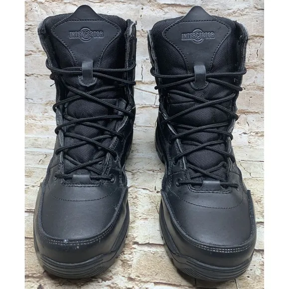 Interceptor Men’s Tactical Boots Lace Up Bike Boots Riding Boots  Black Sz 7.5