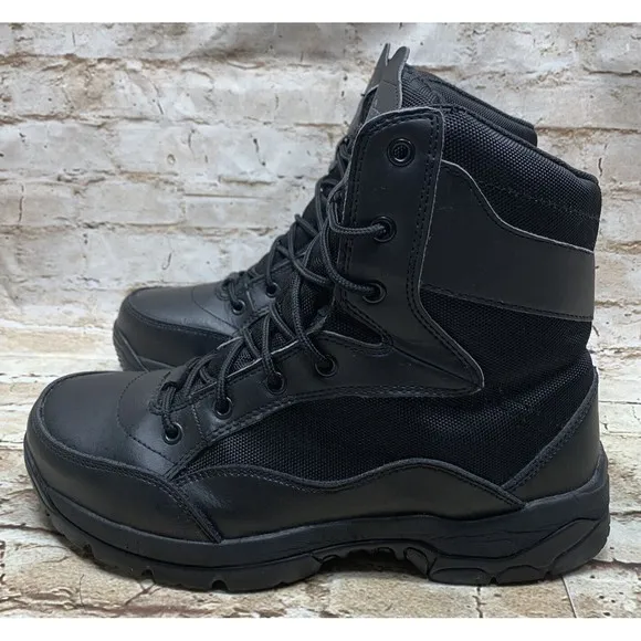 Interceptor Men’s Tactical Boots Lace Up Bike Boots Riding Boots  Black Sz 7.5