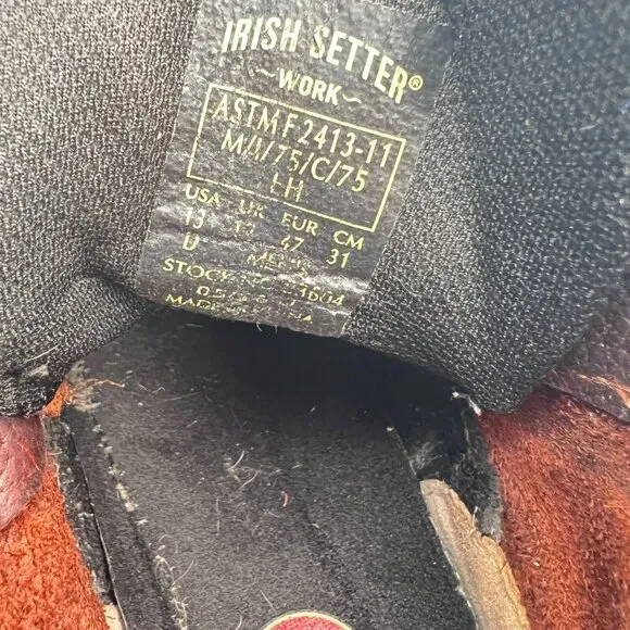 Irish Setter 83604 Men Size 13D Dark Brown Leather Steel Toe Ankle Work Boot