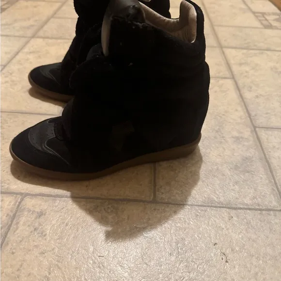 Isabel Marant black high-top wedge sneakers size 38