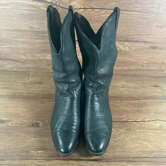 J. Chisolm Black Leather Cowboy Boots Men’s Size 9.5 Shoes Western