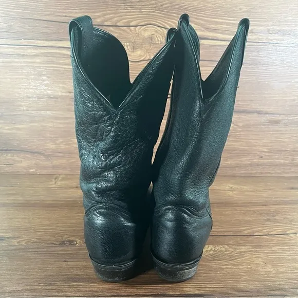J. Chisolm Black Leather Cowboy Boots Men’s Size 9.5 Shoes Western