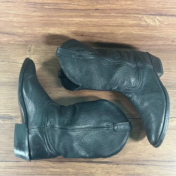 J. Chisolm Black Leather Cowboy Boots Men’s Size 9.5 Shoes Western