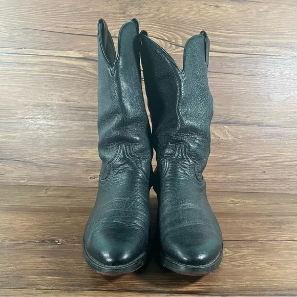 J. Chisolm Black Leather Cowboy Boots Men’s Size 9.5 Shoes Western