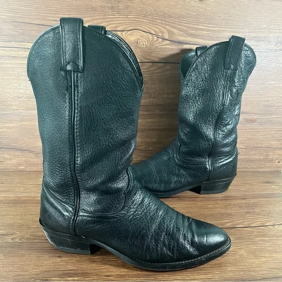 J. Chisolm Black Leather Cowboy Boots Men’s Size 9.5 Shoes Western