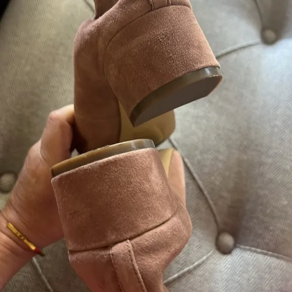 J. Crew Anya Suede Block Heels Brown Warm Walnut Size 8.5
