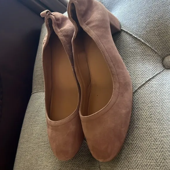 J. Crew Anya Suede Block Heels Brown Warm Walnut Size 8.5