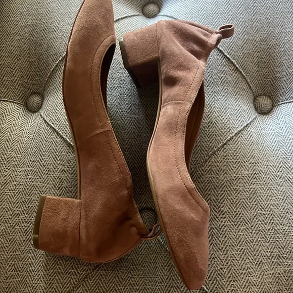 J. Crew Anya Suede Block Heels Brown Warm Walnut Size 8.5