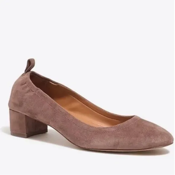 J. Crew Anya Suede Block Heels Brown Warm Walnut Size 8.5